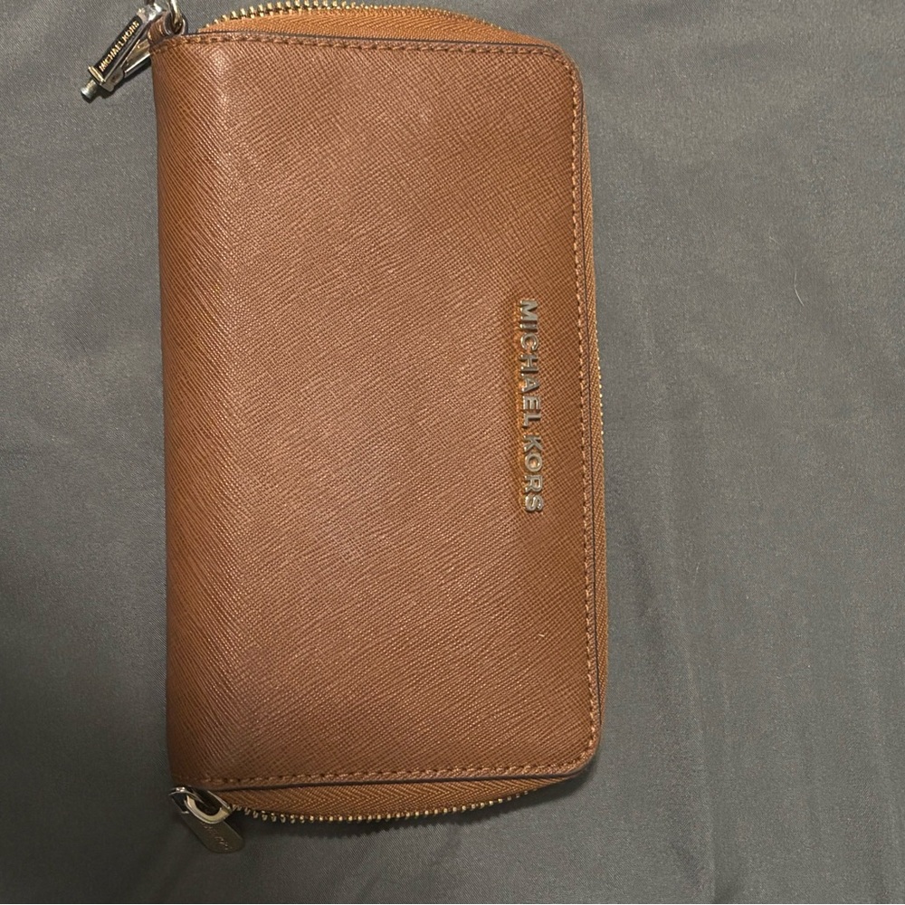 Michael Kors Tan Leather Zip Wallet